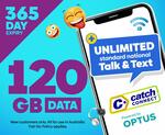 Catch Connect 365 Day Mobile Plan - 120GB $120 Shipped (Limit 1 Per Customer) @ Catch.com.au