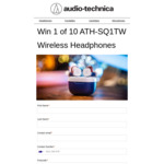 Win 1 of 10 Pairs of Audio-Technica Wireless Headphones (ATH-SQ1TW) worth $129 from Audio-Technica