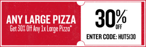 30% off Large Pizzas at Pizza Hut