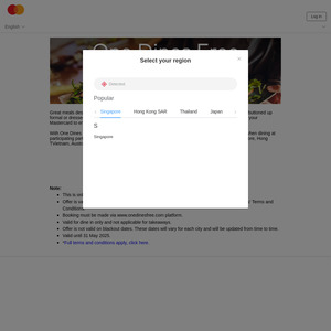 Mastercard: 1 Free Main Course When 2-6 Dine in Restaurants across Asia-Pacific (AU, SG, MY, JP, TH, NZ, VN etc)@ One Dines Free