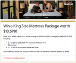 Win a Tempur King Size Mattress and Base Valued at $13,598 from SEN + Tempur + Forty Winks [VIC]