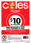 Coles Westfield Doncaster - $10 off When Spend $50 or More