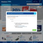 Masters 10% off Online Purchases with Newsletter Signup (Excludes Appliances)