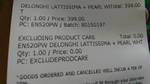 DeLonghi Lattissima+ $299 after $100 Cashback at Harvey Norman QV (Vic)