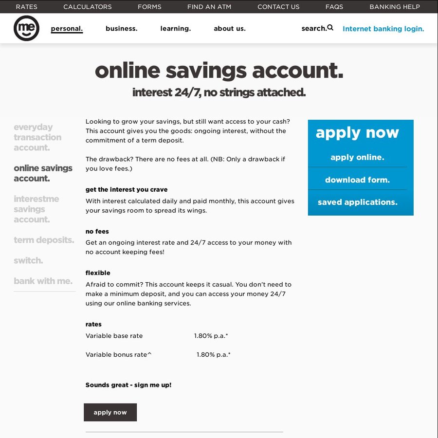 ME Bank Online Savings Account (with Ongoing Bonus) 3.6 Interest