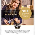 Win Return Flights for 2 to Melbourne, Dinner at Mr. Wolf (up to $250), 1nt Hotel or 1 of 5 Cookbooks/Food from Always Fresh