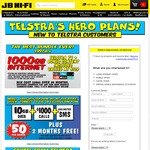 10GB Data + $1000 Calls, Unlimited SMS/MMS on Telstra $50/PM Plan with $100 Credit (12 Month Contract) @ JB Hi-Fi