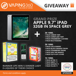 Win an Apple 9.7" iPad Pack or 1 of 4 Minor Prizes from Vape Dinner Lady & Vaping360