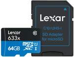 Lexar 64GB Micro SD 633x @ Kogan for $45 with Free Shipping