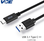 VCE USB A - Type C 1M Cable (Black/White/Gold) - $1.98USD ($2.57AUD) Delivered @ AliExpress