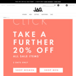 JAG - Extra 20% off All Sale Items (Online Only) for Click Frenzy