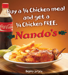 Buy 1/4 Chicken Meal and Get 1/4 Chicken Free! NANDOS