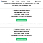 [VIC] Value Range Pizzas $1ea, Traditional Pizzas $2ea (Pick up, 12pm-2pm) @ Domino's (Keilor East)