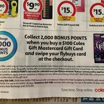 Bonus 2000 flybuys Points (Worth $10) with $100 Coles Mastercard Gift Card ($5 Purchase Fee) @ Coles