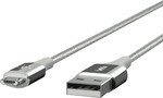 Belkin Duratek (Silver/Black), Metallic Silver, Premium Black Micro USB to USB Cable $5 @ The Good Guys