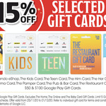 15% off Nintendo eShop, TCN The Kids/Teen/Him/Her/Cinema/Pamper/Pub&Bar/Restaurant, Google Play Gift Cards @ Coles