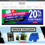 20% off Everything (Including Schoolwear, Excluding Gift Cards, Members Only) @ Lowes