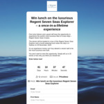 Win Lunch for 2 on The Luxurious Regent Seven Seas Explorer from Cruise Passenger [No Travel]
