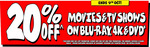 20% off Movies and TV Shows on DVD, Blu-Ray & 4k UHD + Delivery ($0 C&C/ in-Store) @ JB Hi-Fi