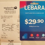 Lebara $29.90 30-Day SIM 35GB for $9, $19.90 30-Day SIM 4GB for $4 @ Woolworths