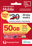Australia Post 30-Day 30GB Prepaid Mobile Starter Pack $15, Bonus 20GB Data for The First 3 Recharges @ Australia Post Connect