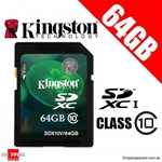 Kingston 64GB Class 10 SDHC/SDXC Card $39.95 + $7.95 Shipping