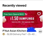 [Uber One, NSW, QLD] $1.50 Chicken/Prawn Dumplings with Any Main Meal + $1.99 Delivery @ P'nut via Uber Eats