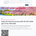 Free 1GB Travel eSim (5G Data) for Japan (Valid for 30 Days) @ PIE VAT (App Required)