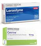 30x Lorastyne (Loratadine 10mg) + 30x (Short Dated) Cetirizine 10mg $7.99 Delivered @ PharmacySavings