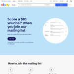 $10 off $30 Spend Voucher When You Join Mailing List (Max 1 Voucher Claim per Year) @ eBay Australia