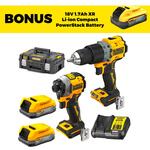 Dewalt DCK2050E2T-XE 18V 1.7ah XR Li-Ion Cordless Brushless 2pce PowerStack Kit + Bonus Battery $379 ($479 RRP) @ Sydney Tools