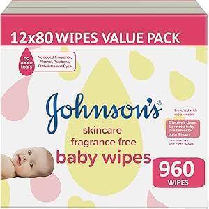 Johnson's Baby Fragrance Free Baby Wipes 960 Pk (80 x 12s) $23 ($20.70 S&S) + Delivery ($0 with Prime/ $59 Spend) @ Amazon Au