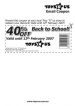 40% Back to school items from Toys 'R' Us