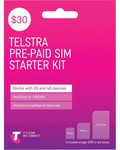 HALF PRICE Telstra $30 Prepaid Starter Pack $15 at Harvey Norman