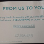 Clearly Contacts $25 off + Free Shipping on Contact Lenses of Orders over $199