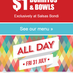 $1 Burritos and Bowls @ Salsas [Bondi Junction, NSW]
