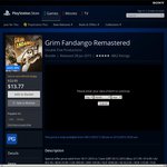 Grim Fandango Remastered AU PS Store $9.18 PS+ Members ($13.77 Non PS+)
