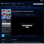 Transformers: Devastation for PS4 $24.98 AU PSN Store