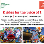 [WA] 2 for 1 - Selected Kids Rides (2 for $6) @ Perth Royal Show - 3-4pm Daily