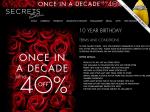 Secrets Jewelry: 10th birthday sale; Chains 10% off; Other items 5% - 40% off(QLD,NSW,VIC,SA,WA)