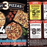 Any 3 Pizzas Delivery Deal with Voucher Code, from $34.95 @ Domino's + More