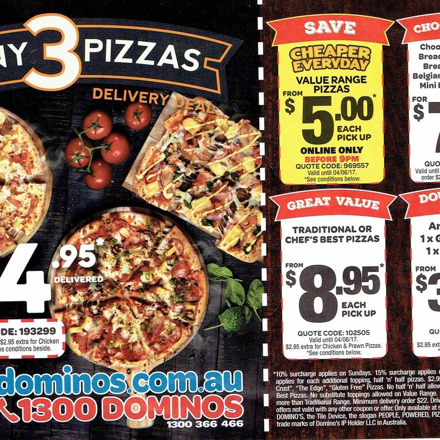 Dominos coupons ozbargain