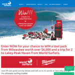 Win a Tool Pack from Milwaukee Worth over $6,000 and a Trip for 2 to Lakey Peak Haven from World Surfaris