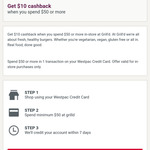 Westpac Credit Card Holders - $10 Cashback When Spend $50 @ Grill'd