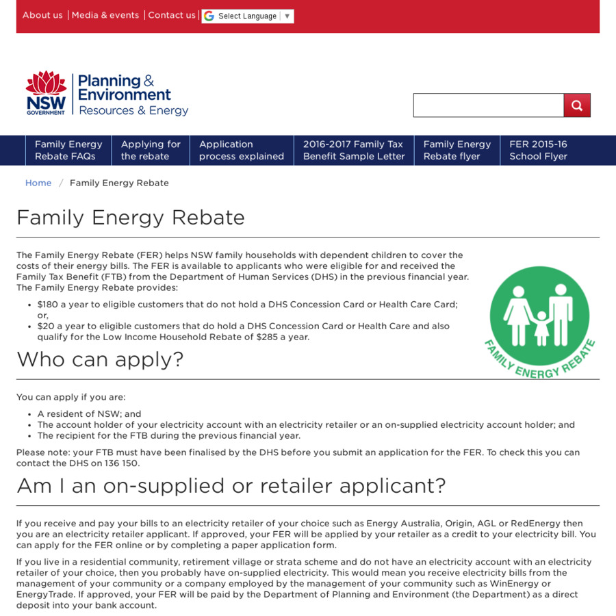 NSW Family Energy Rebate FER 2018 2019 OzBargain