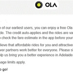 [SA] First Ride Free (up to $20 Value) on OLA Cabs in Adelaide