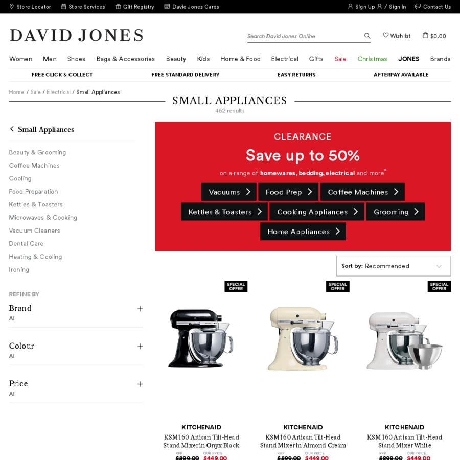 50 off KitchenAid Mixers David Jones (Plus Other Deals via site