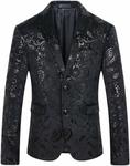 Cloudstyle Men's Dress Floral Suit Notched Lapel Slim Fit Stylish Blazer $39.89 Delivered @ Cloudstyle Amazon AU