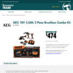 AEG 18V 5.0ah 3 Piece Brushless Combo Kit (+ 3x Extras via Redemption) - $474 @ Bunnings Trade (Powerpass Required)