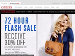 GUESS 72 Hour Flash Sale 30% off Full Priced Items with Free Shipping